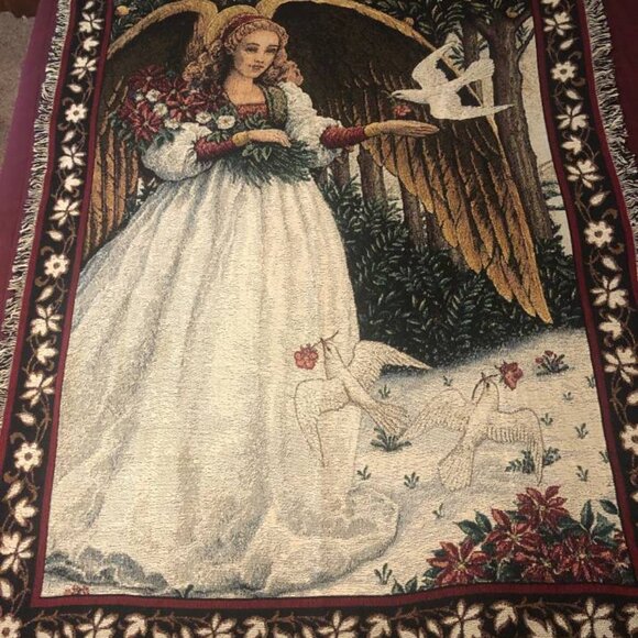 Christmas Angel with Doves - Lynn Bywaters - Cotton Woven Blanket Throw/Tapestry - Picture 6 of 6